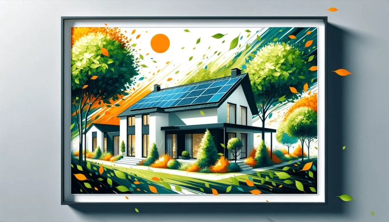 Obraz domu so solárnymi panelmi na streche.